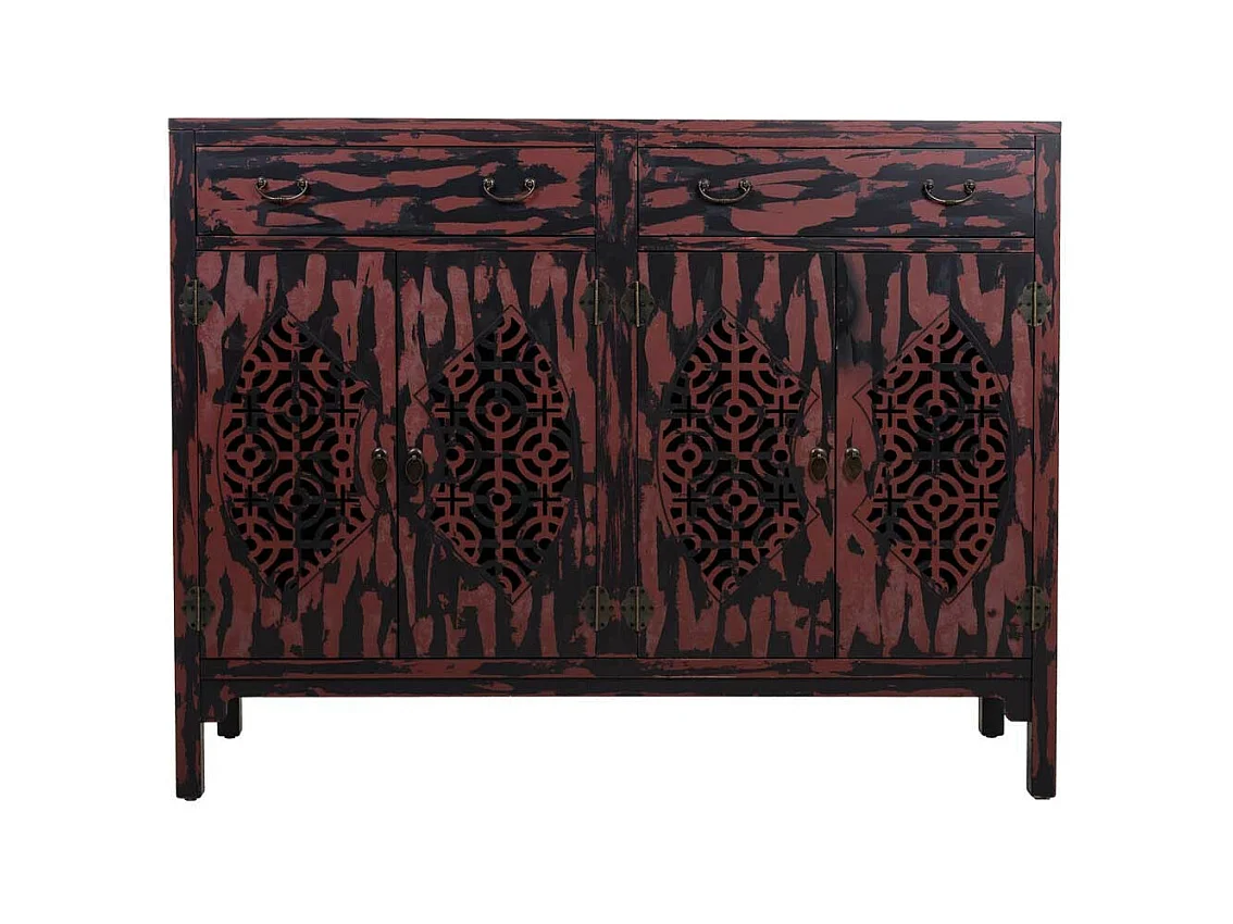 Aparador de madeira vermelho 136x36x106