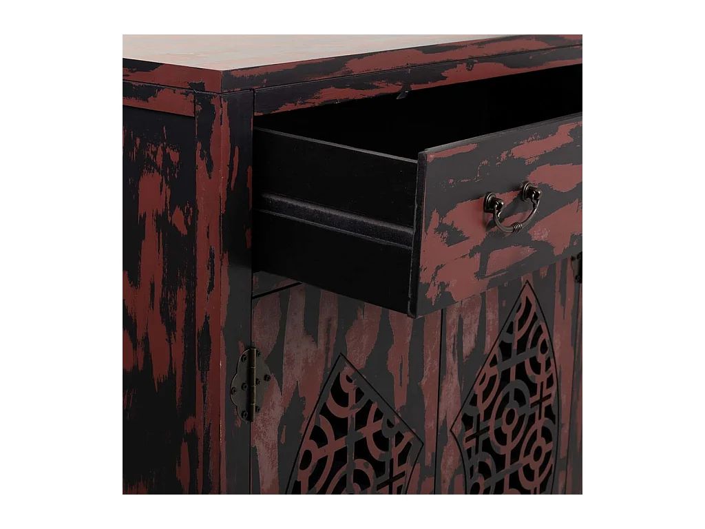 Aparador de madeira vermelho 136x36x106