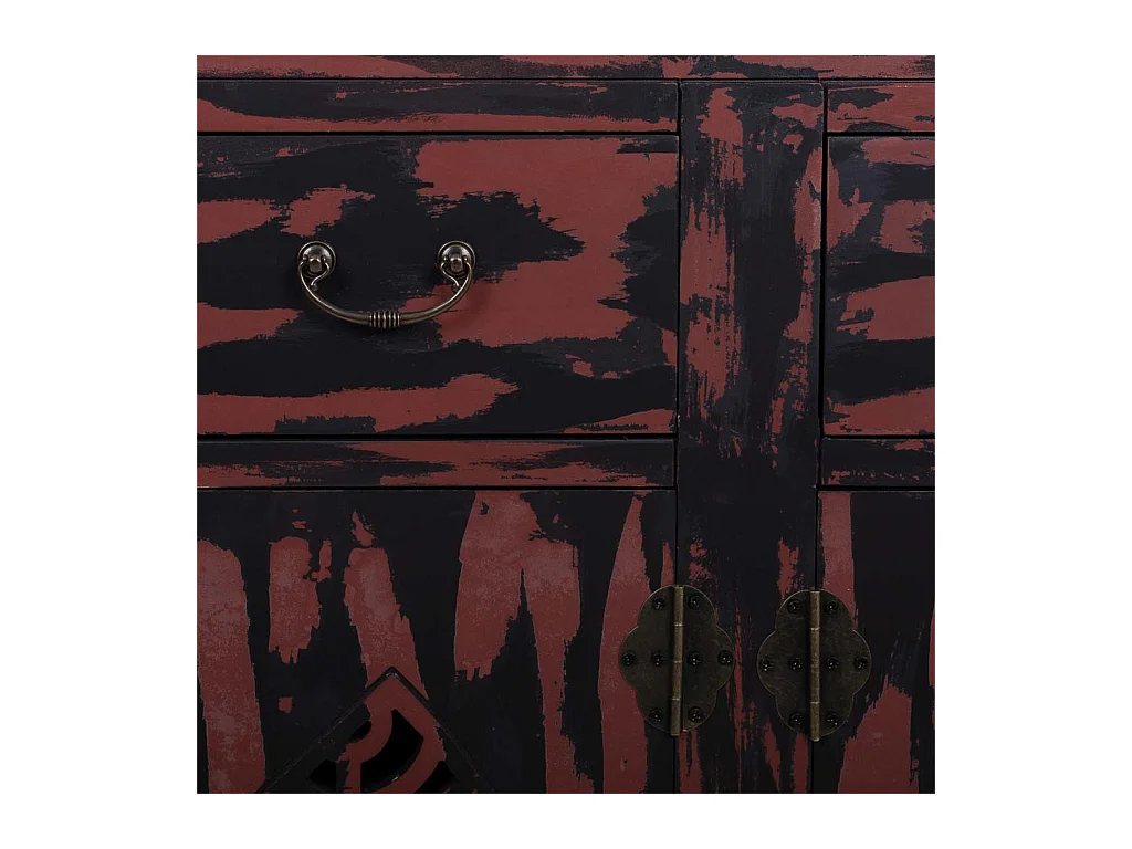 Aparador de madeira vermelho 136x36x106