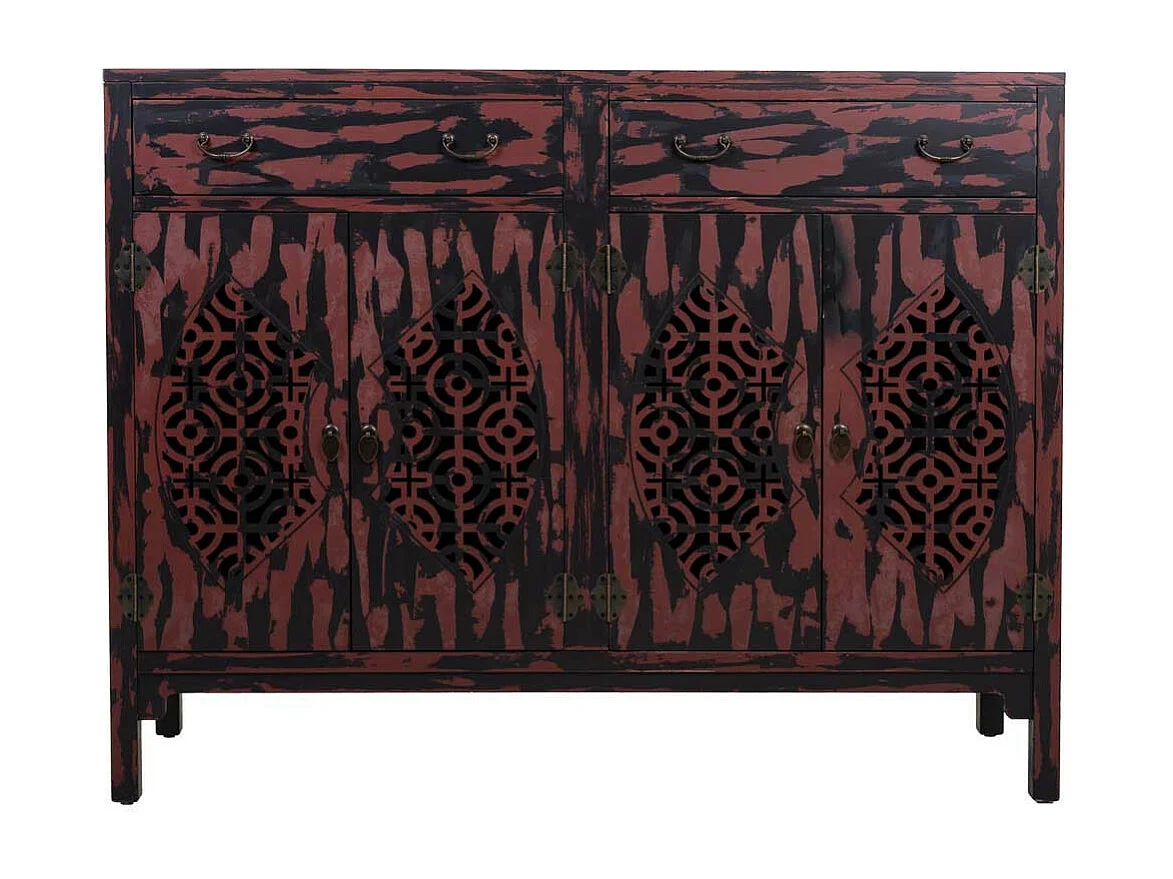Buffet en bois rouge 136x36x106h