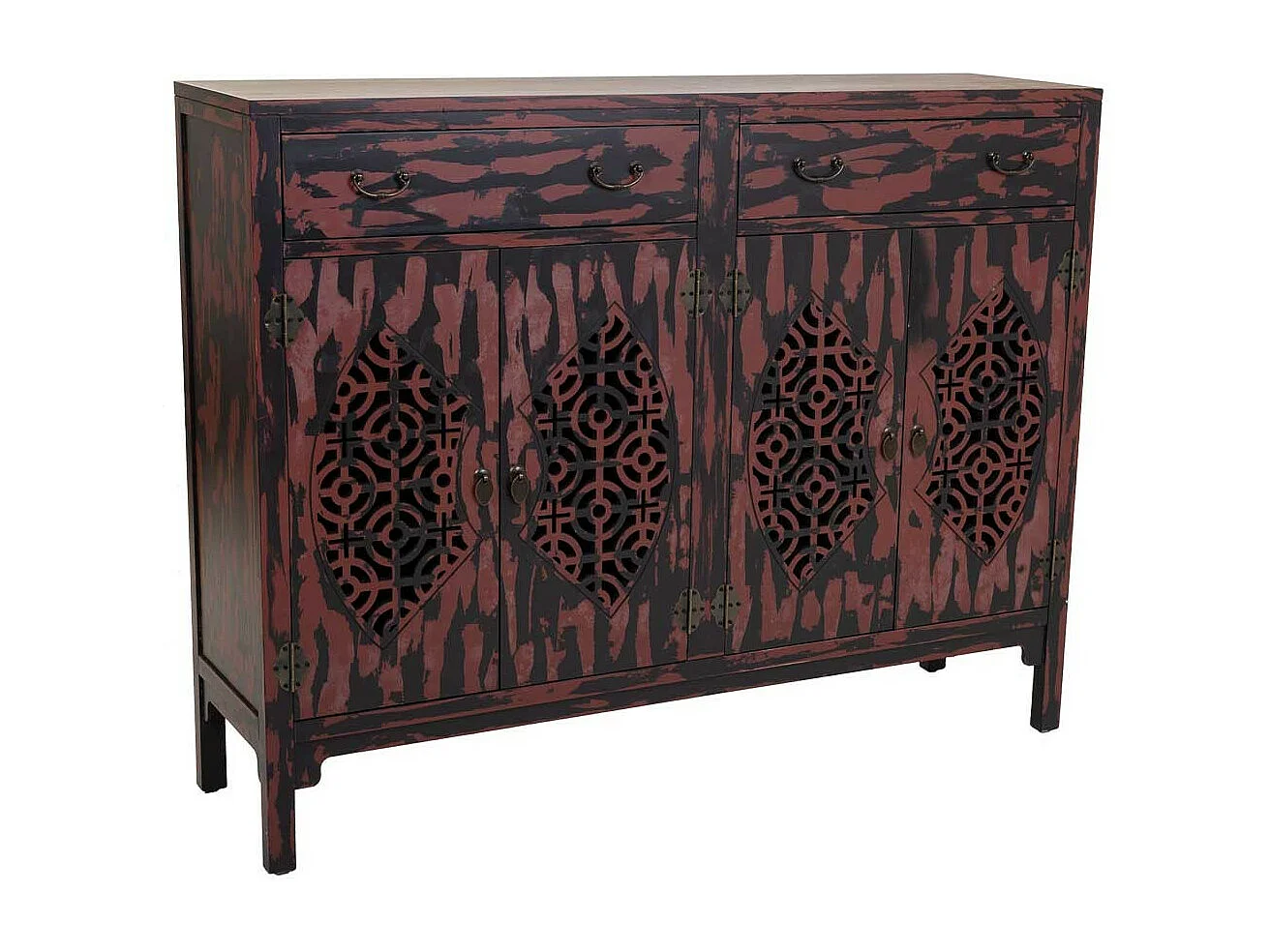 Buffet en bois rouge 136x36x106h