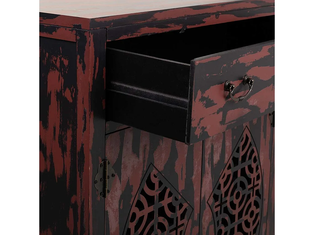 Buffet en bois rouge 136x36x106h