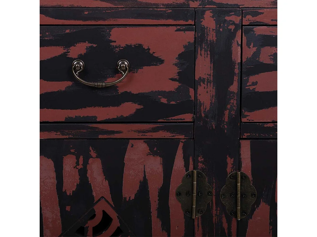 Buffet en bois rouge 136x36x106h