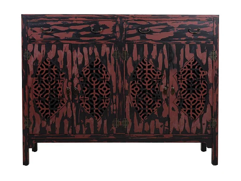 Aparador de madera rojo 136x36x106