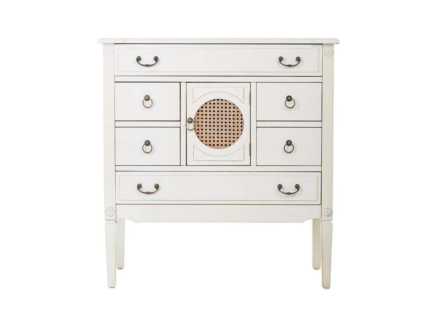 Cómoda de madeira com grelha branca 85x38x90