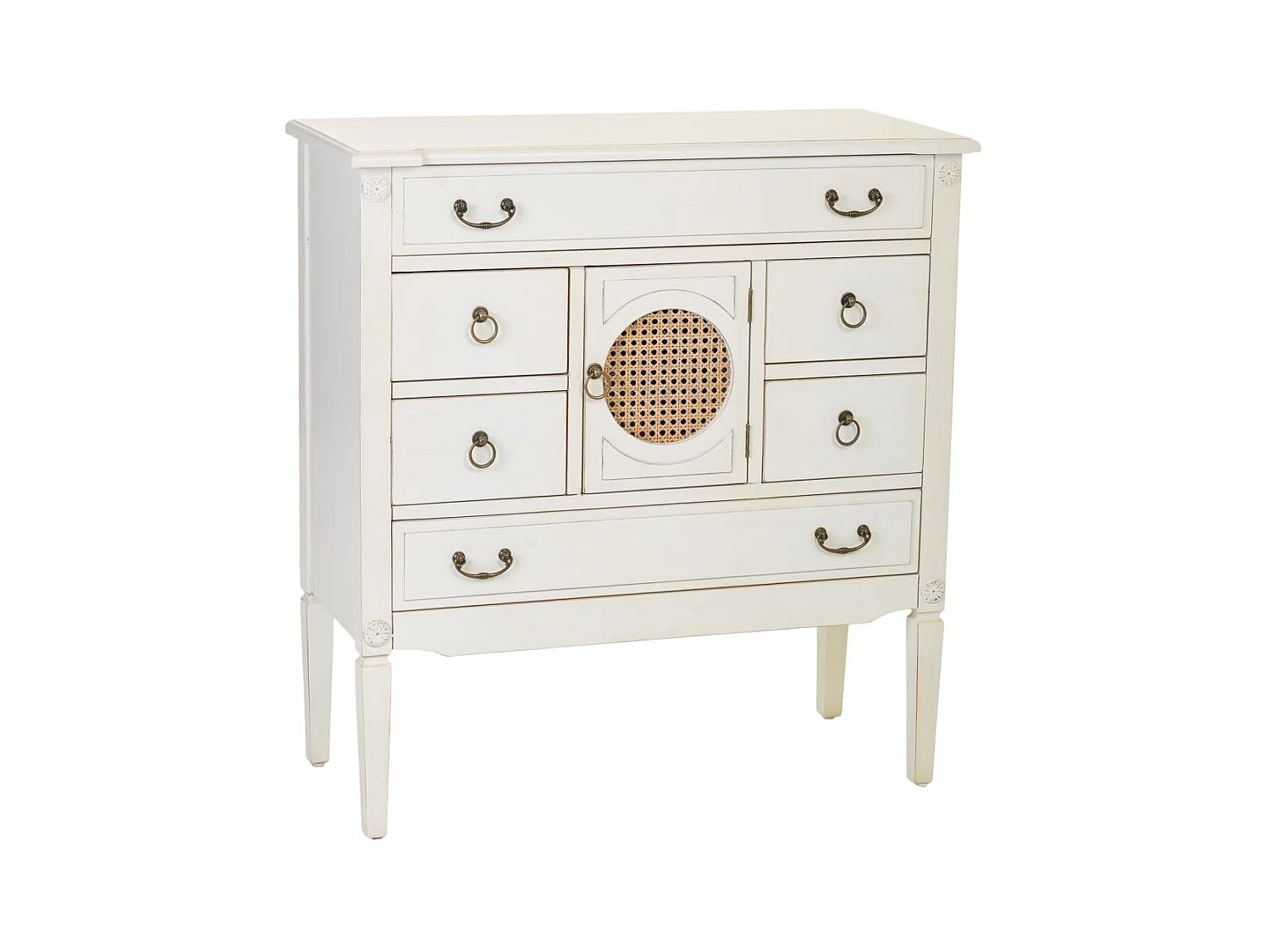 Cómoda de madeira com grelha branca 85x38x90