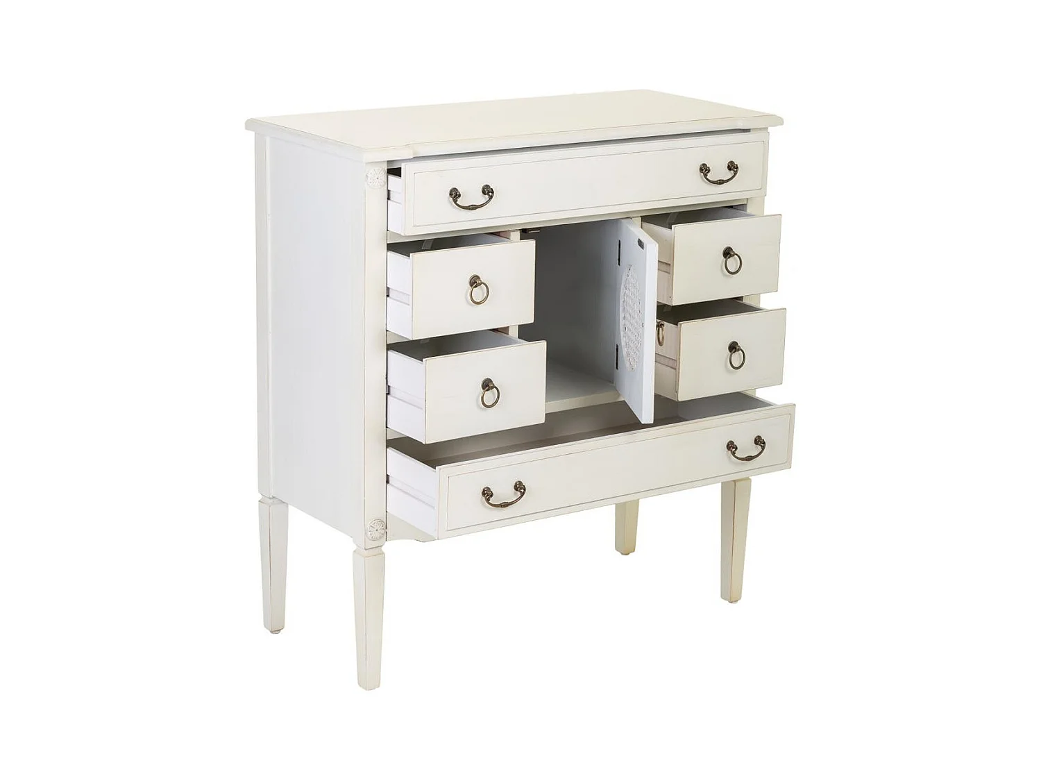 Cómoda de madeira com grelha branca 85x38x90