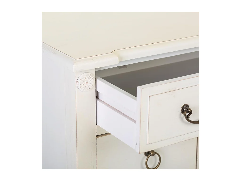 Cómoda de madeira com grelha branca 85x38x90