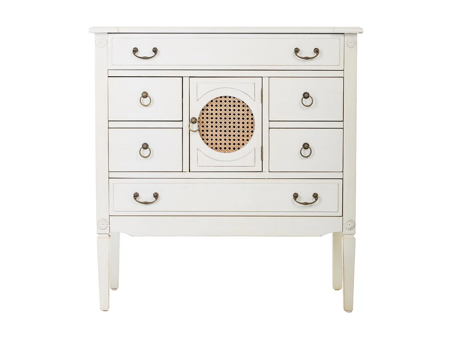 Cassettiera in legno con griglia bianca 85x38x90h