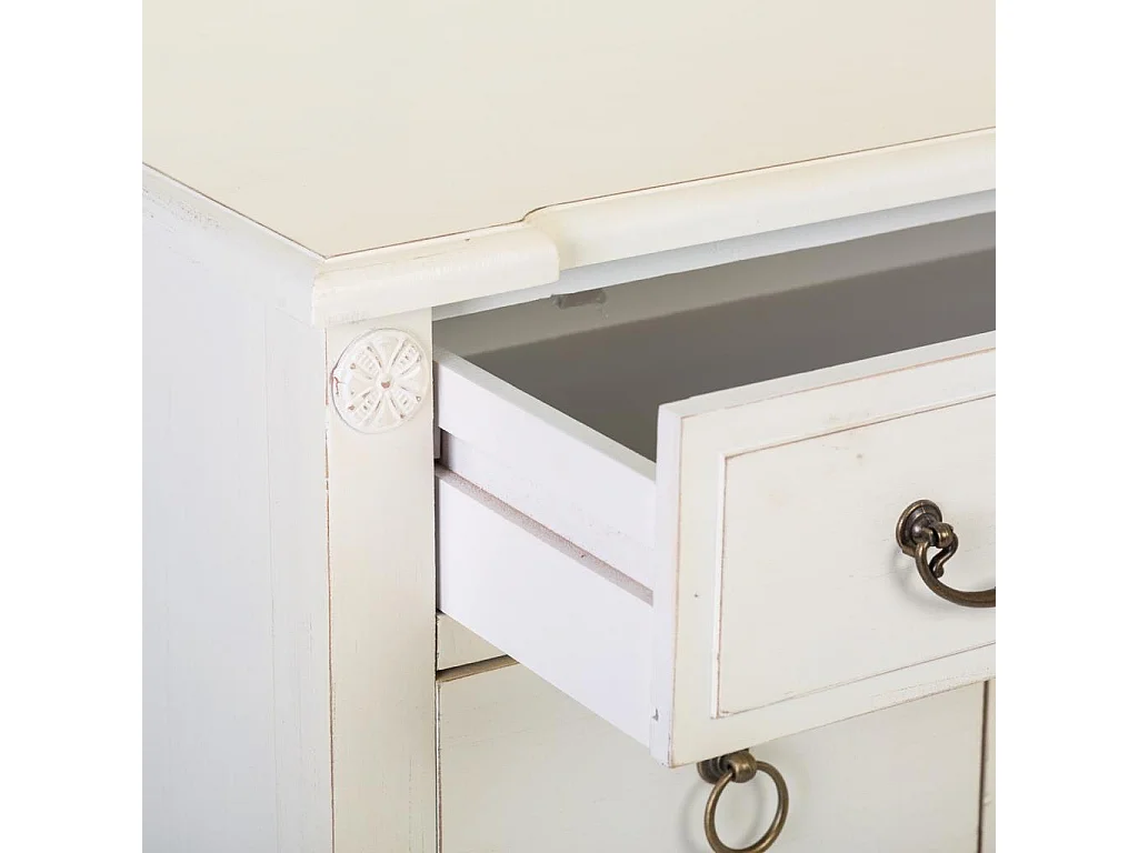 Cassettiera in legno con griglia bianca 85x38x90h