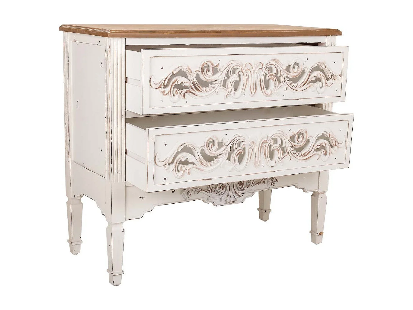 Cassettiera in legno bianco 86x38x76h