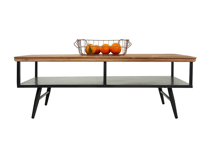 Couchtisch aus schwarzem Metall und Holz, 125 x 65,5 x 44 h cm