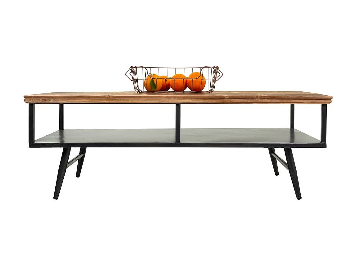Table basse en métal et bois noir 125x65.5x44h