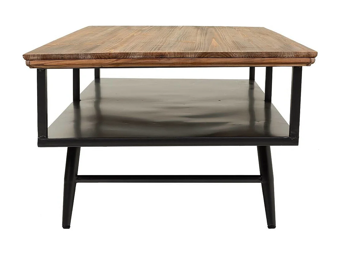 Table basse en métal et bois noir 125x65.5x44h