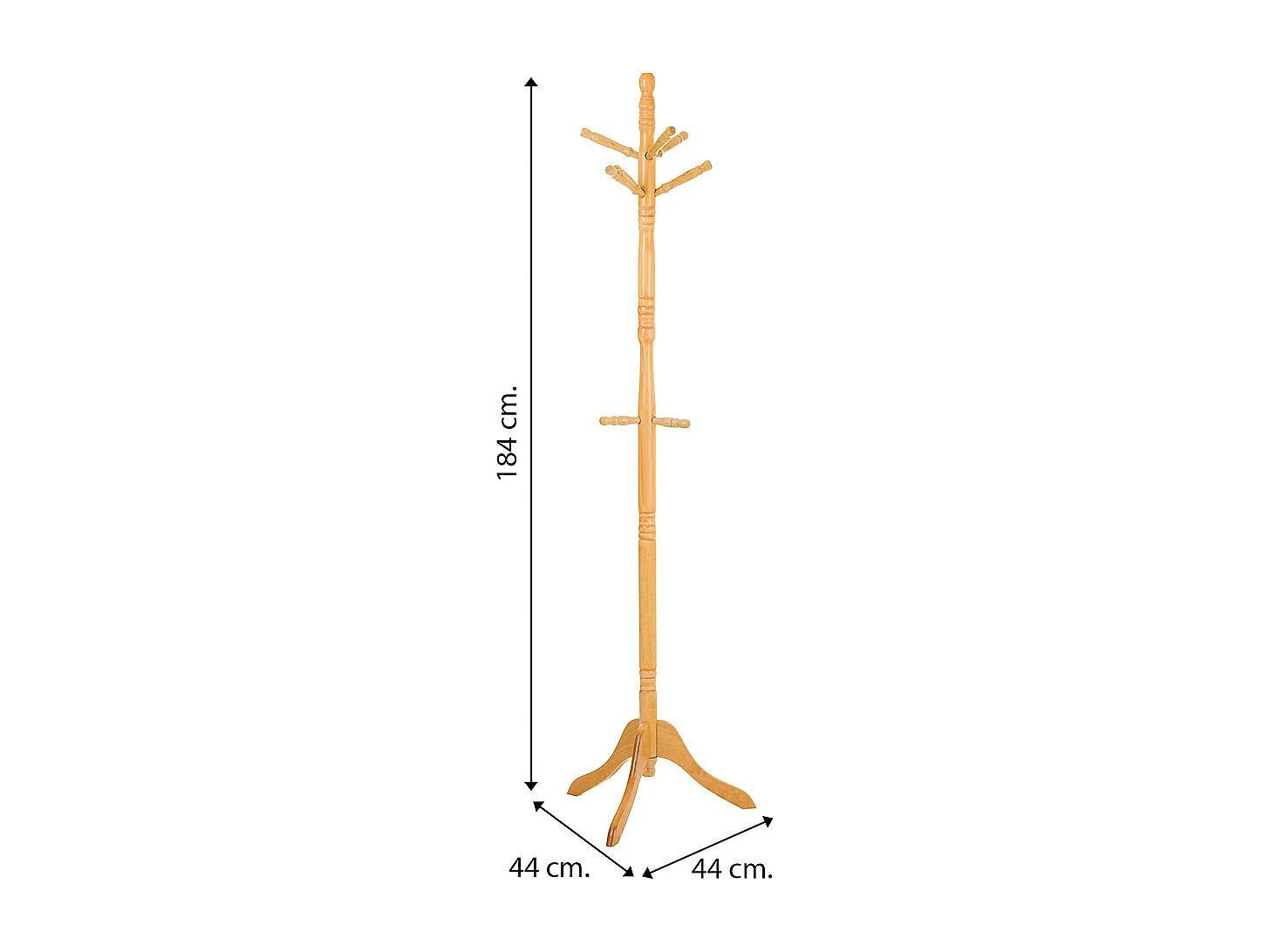Standgarderobe aus honigfarbenem Holz, 44x44x184h cm
