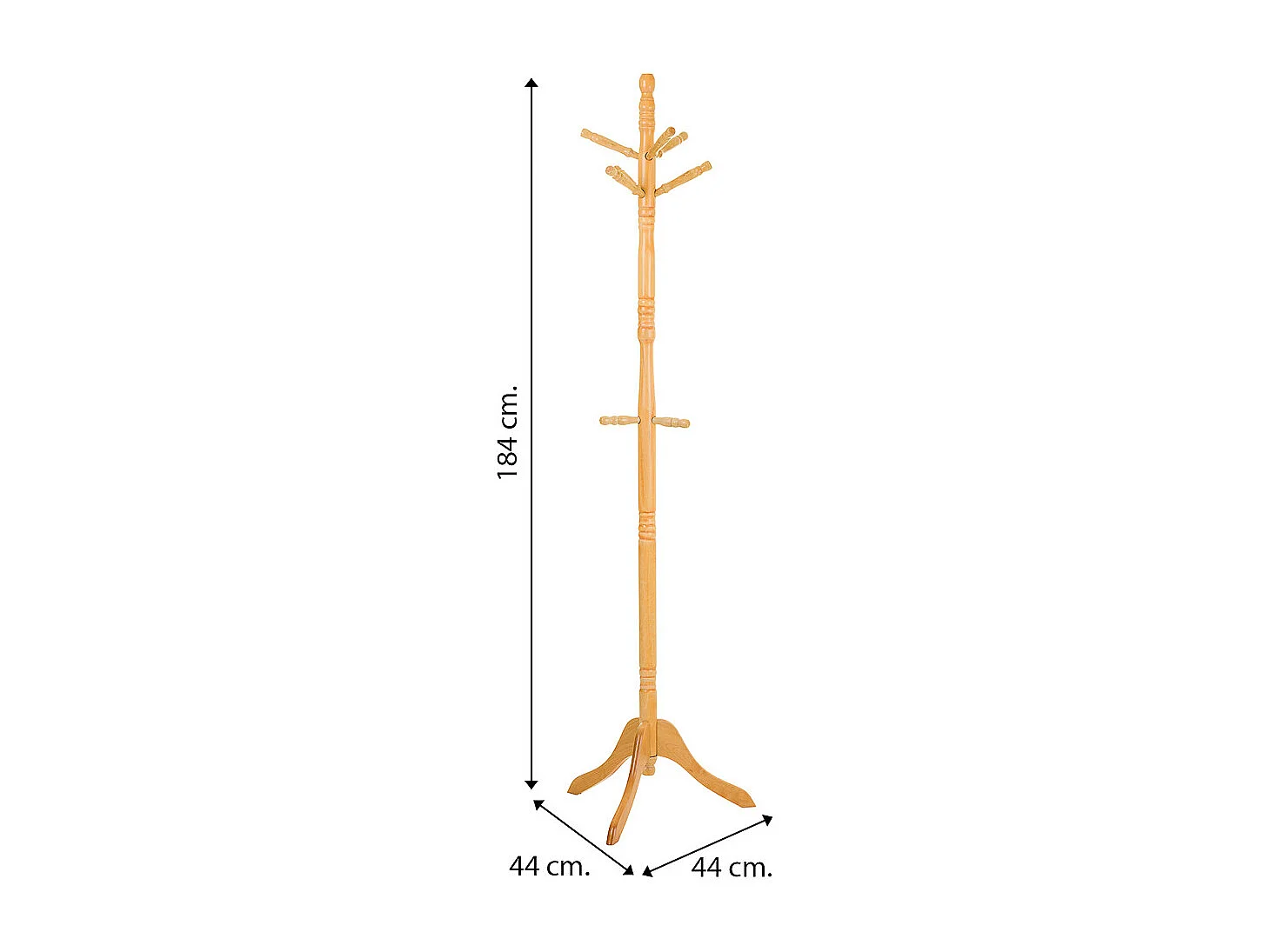 Standgarderobe aus honigfarbenem Holz, 44x44x184h cm