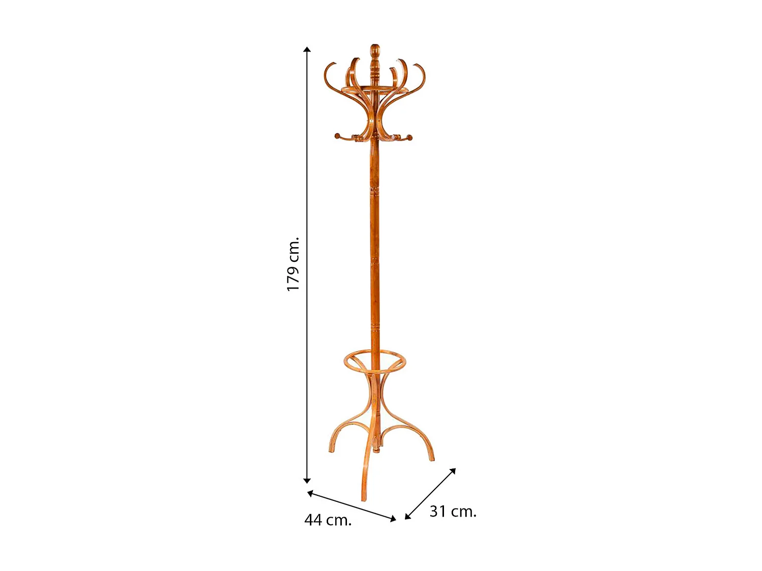 Appendiabiti da terra in legno naturale chiaro 31x44x179hcm