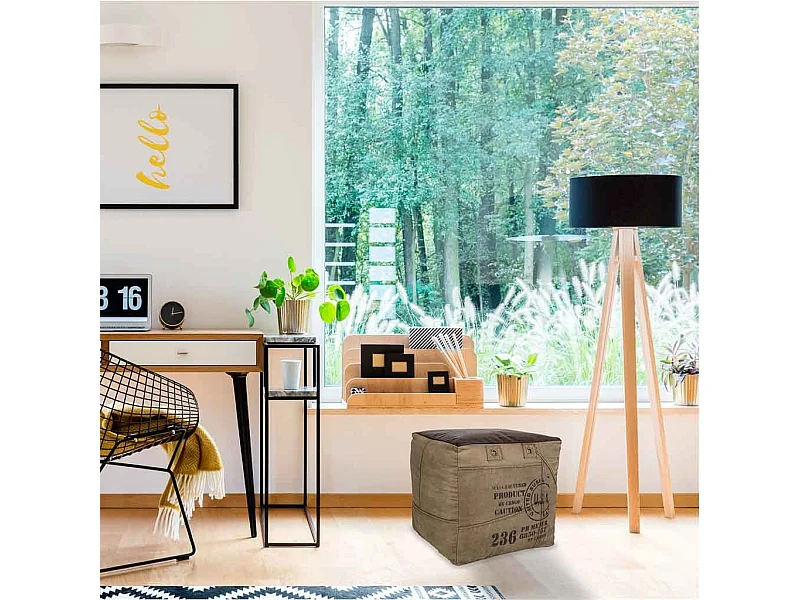 Puff tapizado de piel 45x45x45h cm