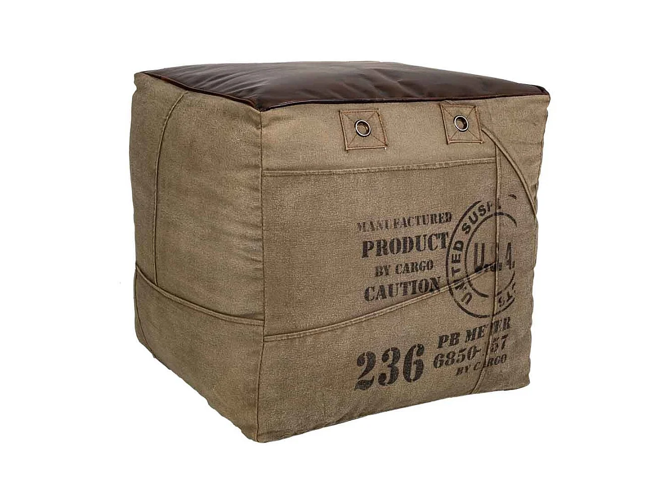 Pufe estofado em pele 45x45x45h cm