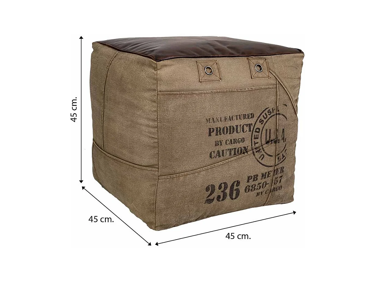 Pufe estofado em pele 45x45x45h cm
