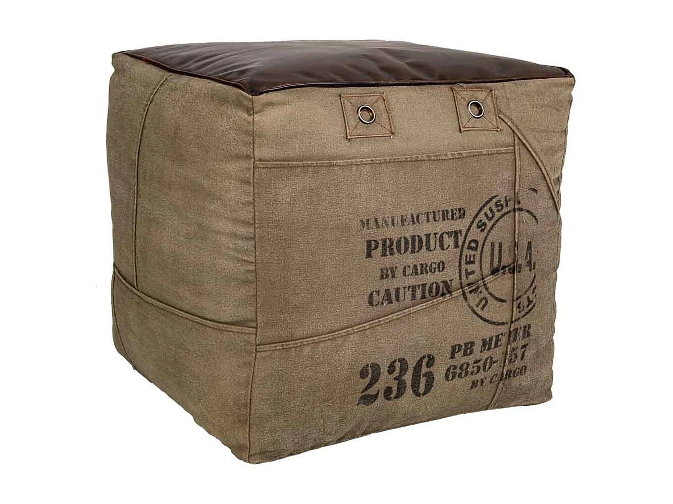 Puff tapizado de piel 45x45x45h cm