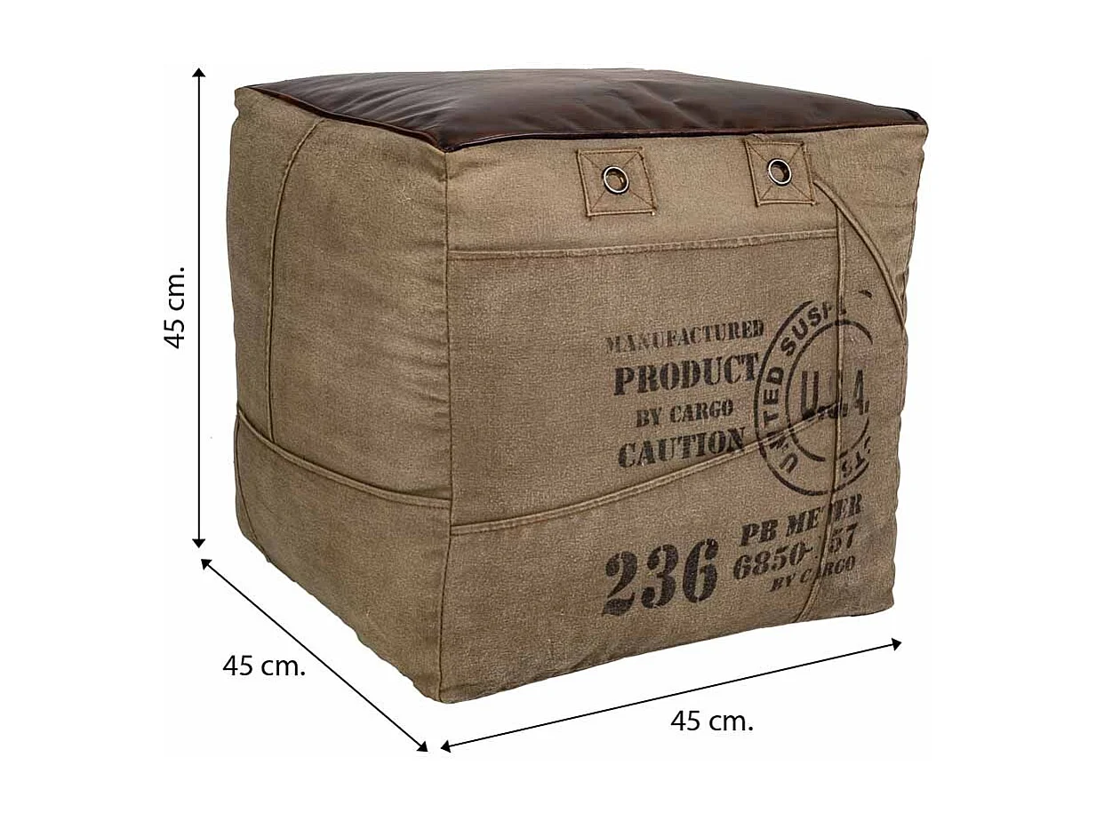 Puff tapizado de piel 45x45x45h cm