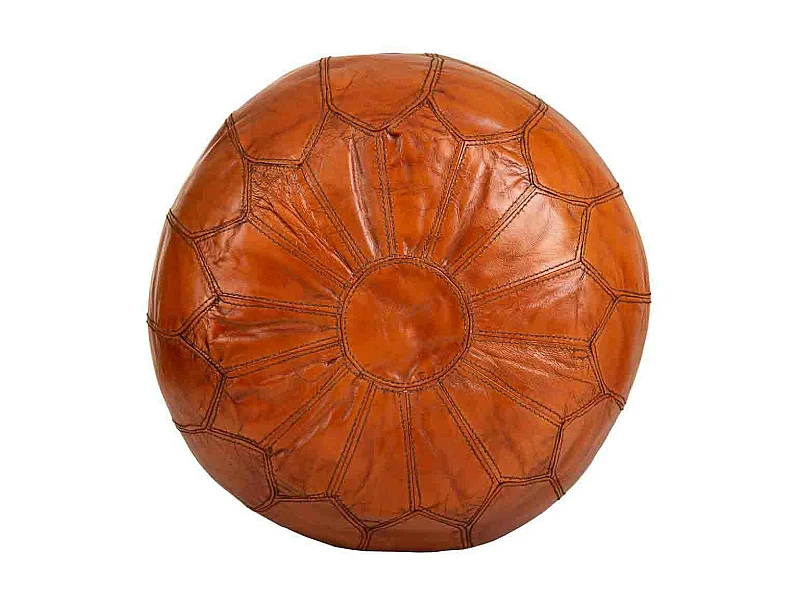 Pouf in pelle marrone 48x48x35h