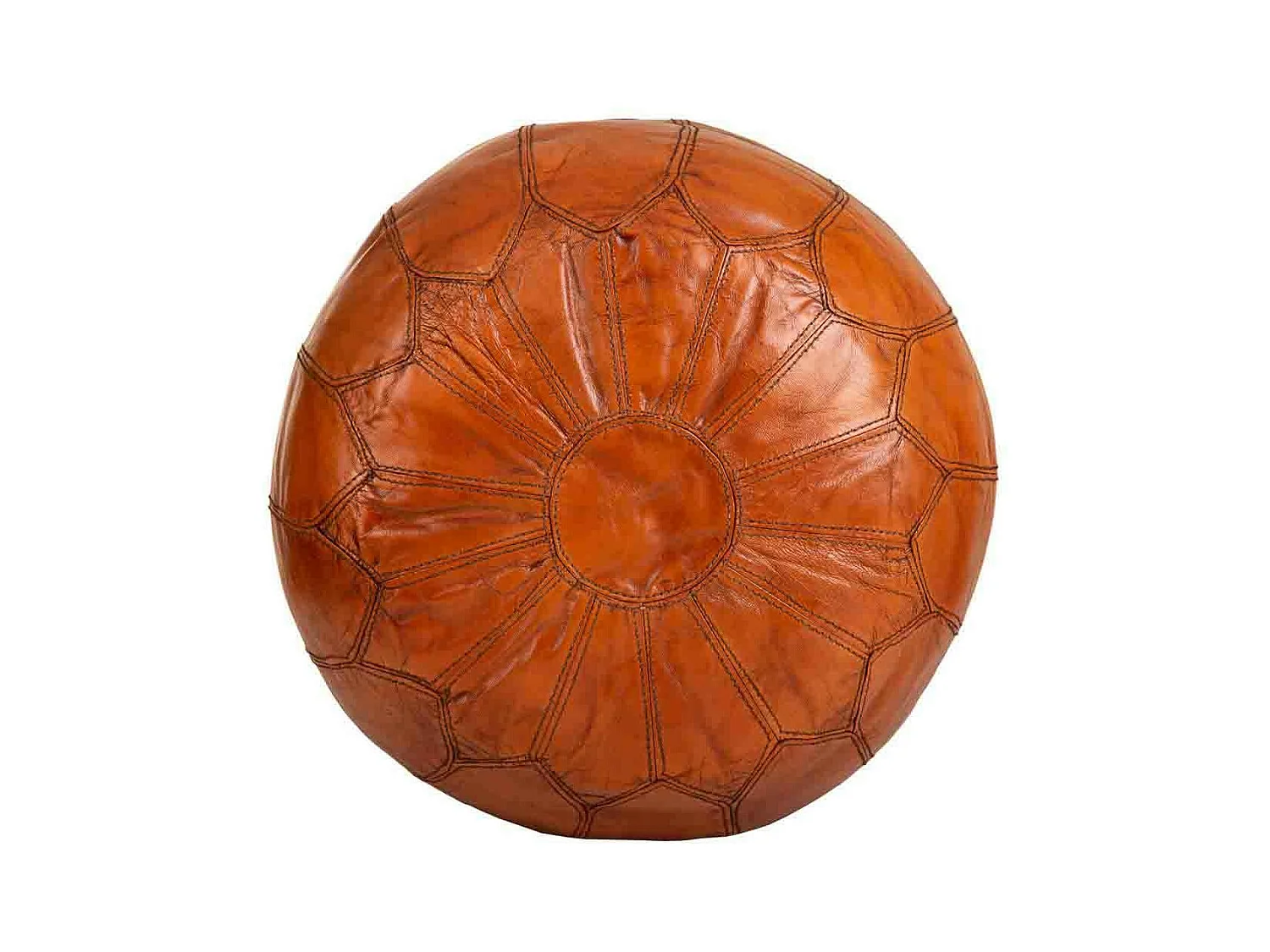 Pufe de couro marrom 48x48x35