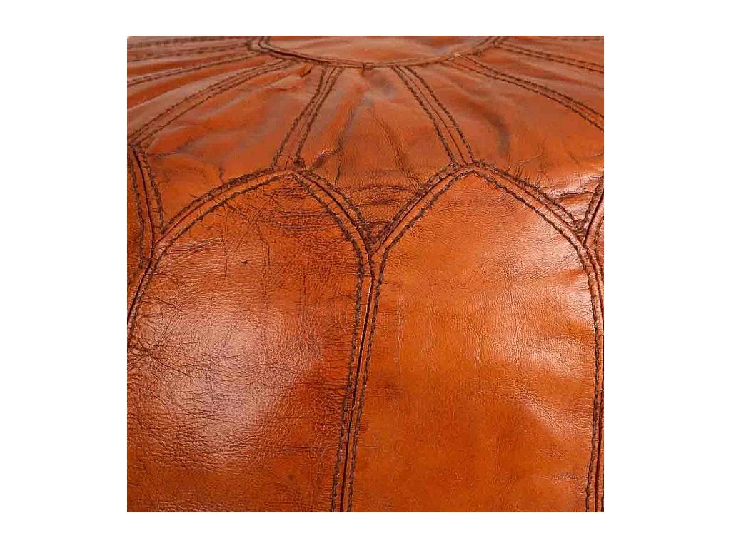 Pufe de couro marrom 48x48x35