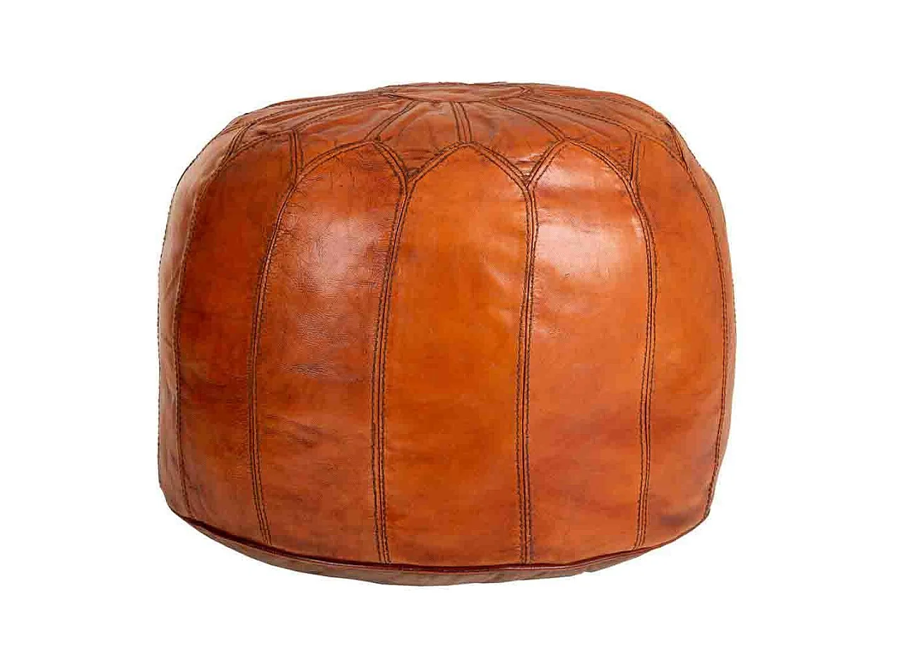 Brauner Lederhocker 48x48x35h cm