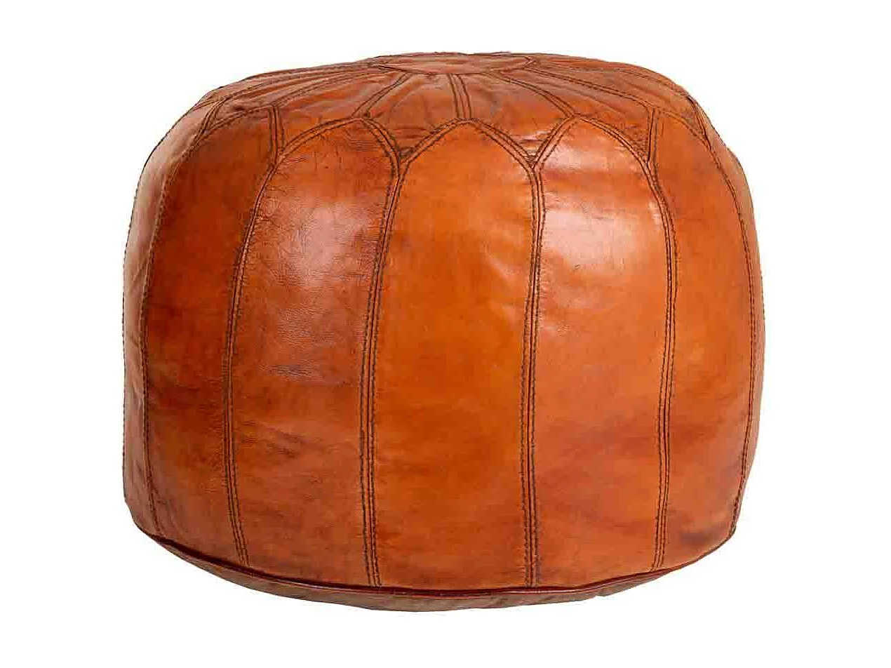 Pufe de couro marrom 48x48x35