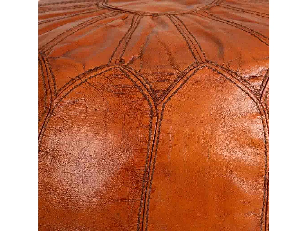 Pufe de couro marrom 48x48x35