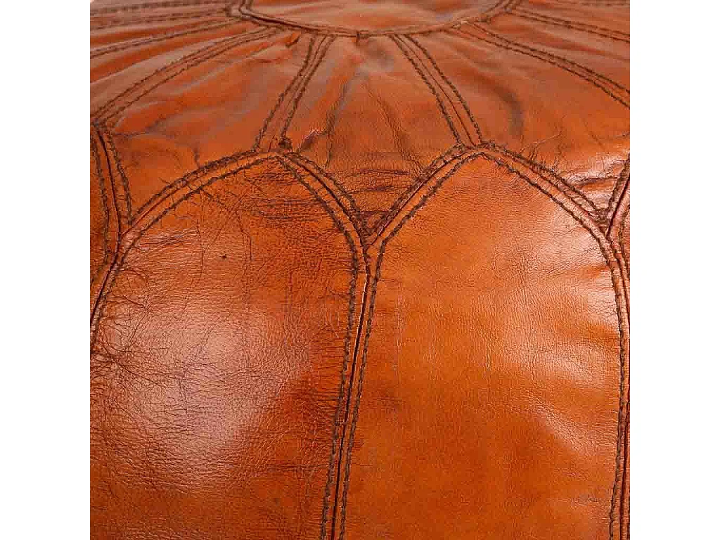 Pufe de couro marrom 48x48x35
