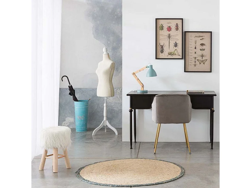 Pouf en cuir marron 48x48x35h