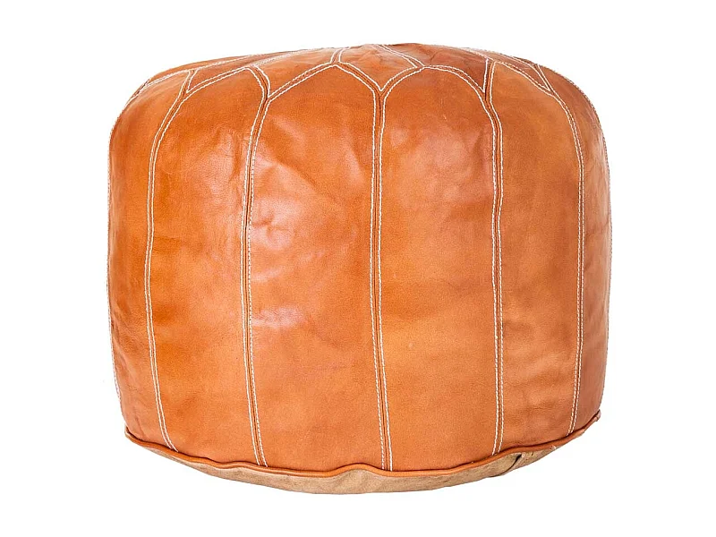 Pufe de couro laranja 48x48x35