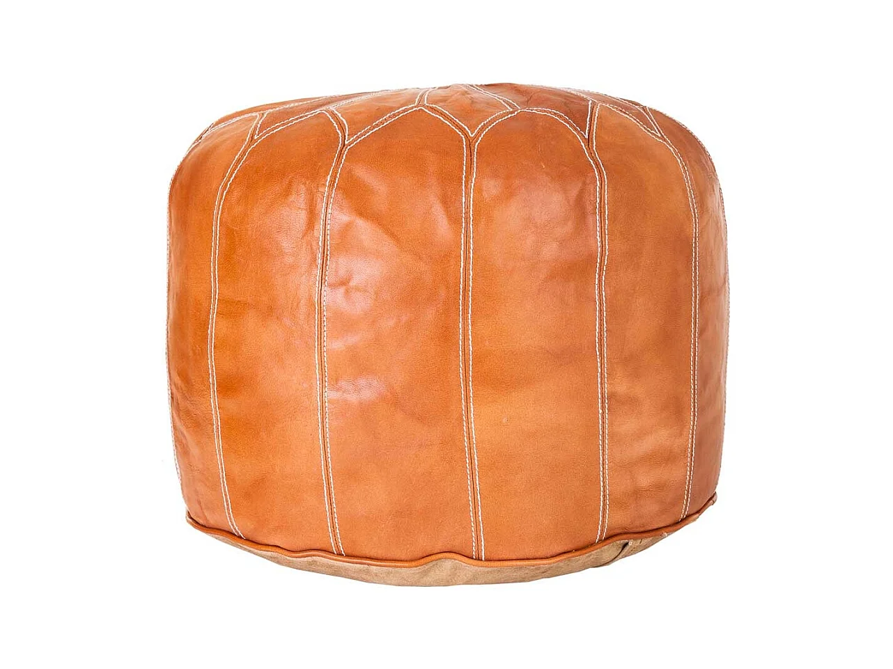 Pufe de couro laranja 48x48x35