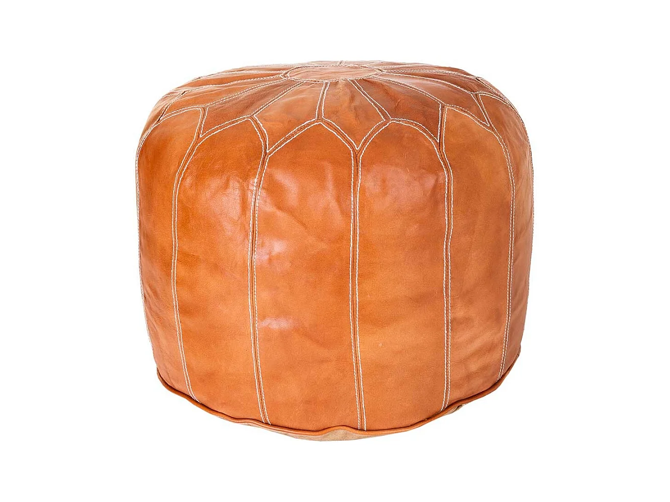 Pufe de couro laranja 48x48x35