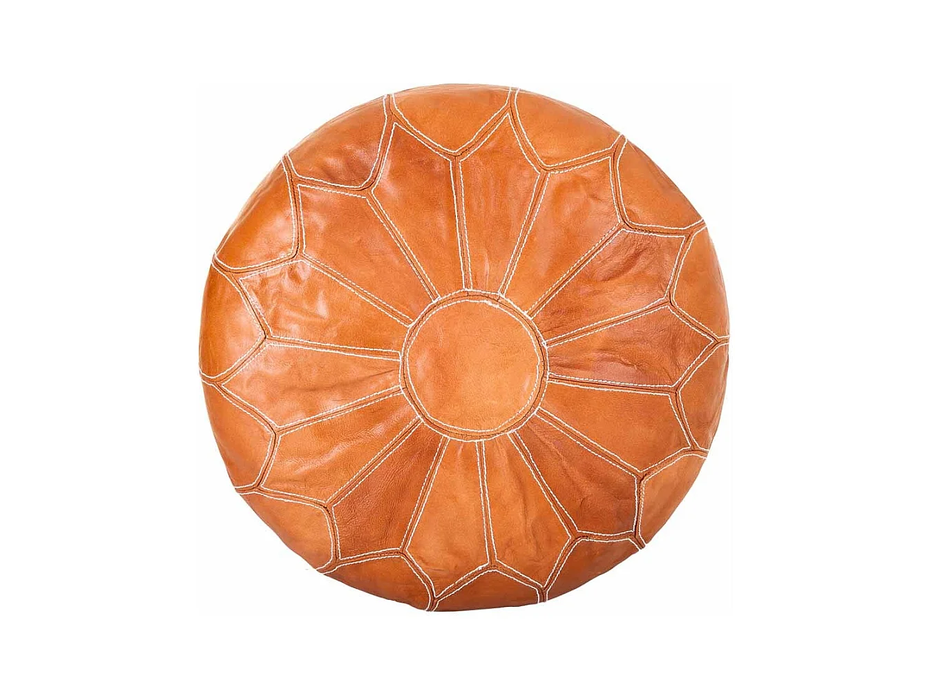 Pufe de couro laranja 48x48x35