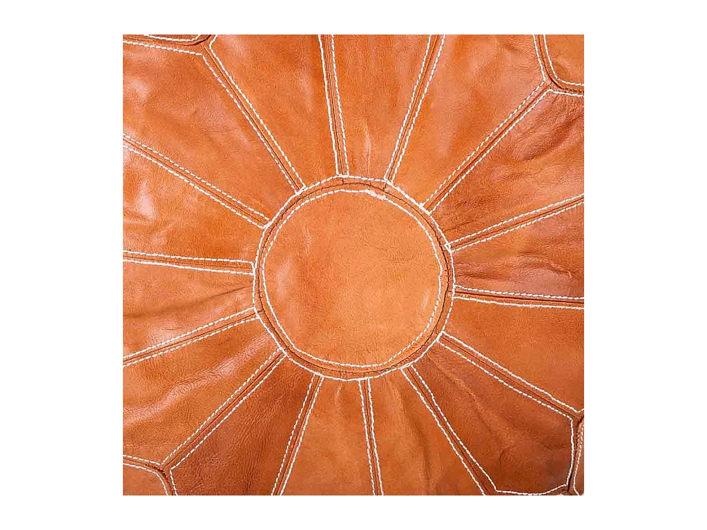 Pufe de couro laranja 48x48x35