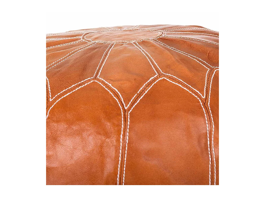 Pufe de couro laranja 48x48x35