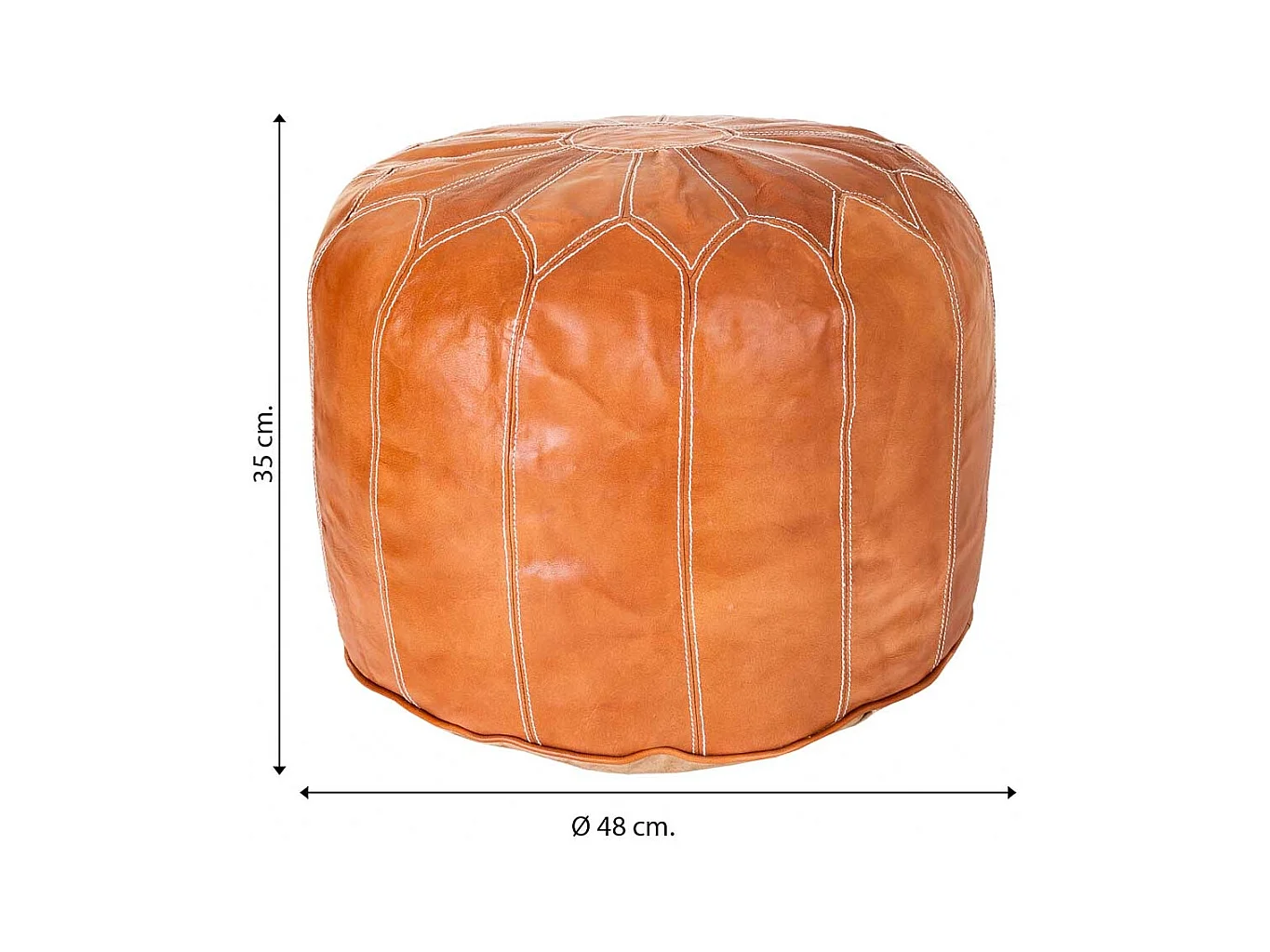 Pufe de couro laranja 48x48x35