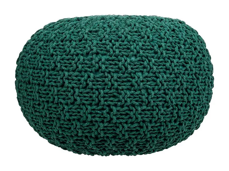 Grüner geflochtener Baumwoll-Puff 45x45x30h cm