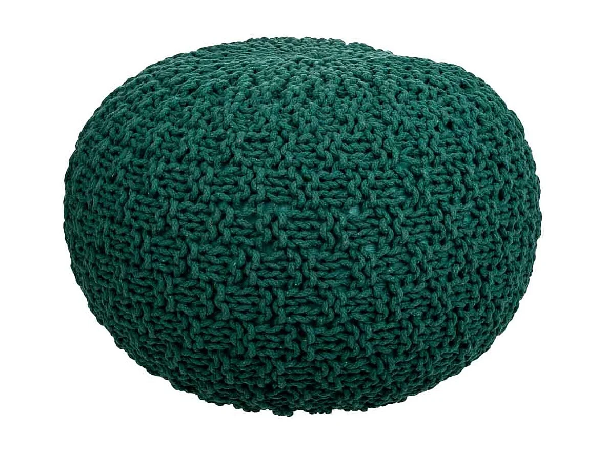 Pouf en coton tressé vert 45x45x30h