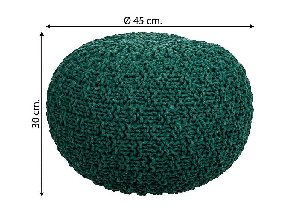 Pouf en coton tressé vert 45x45x30h