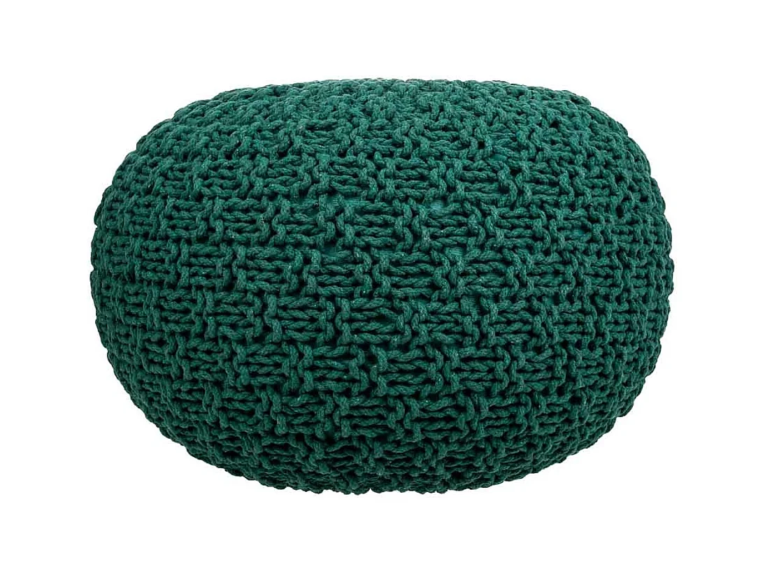 Pouf en coton tressé vert 45x45x30h