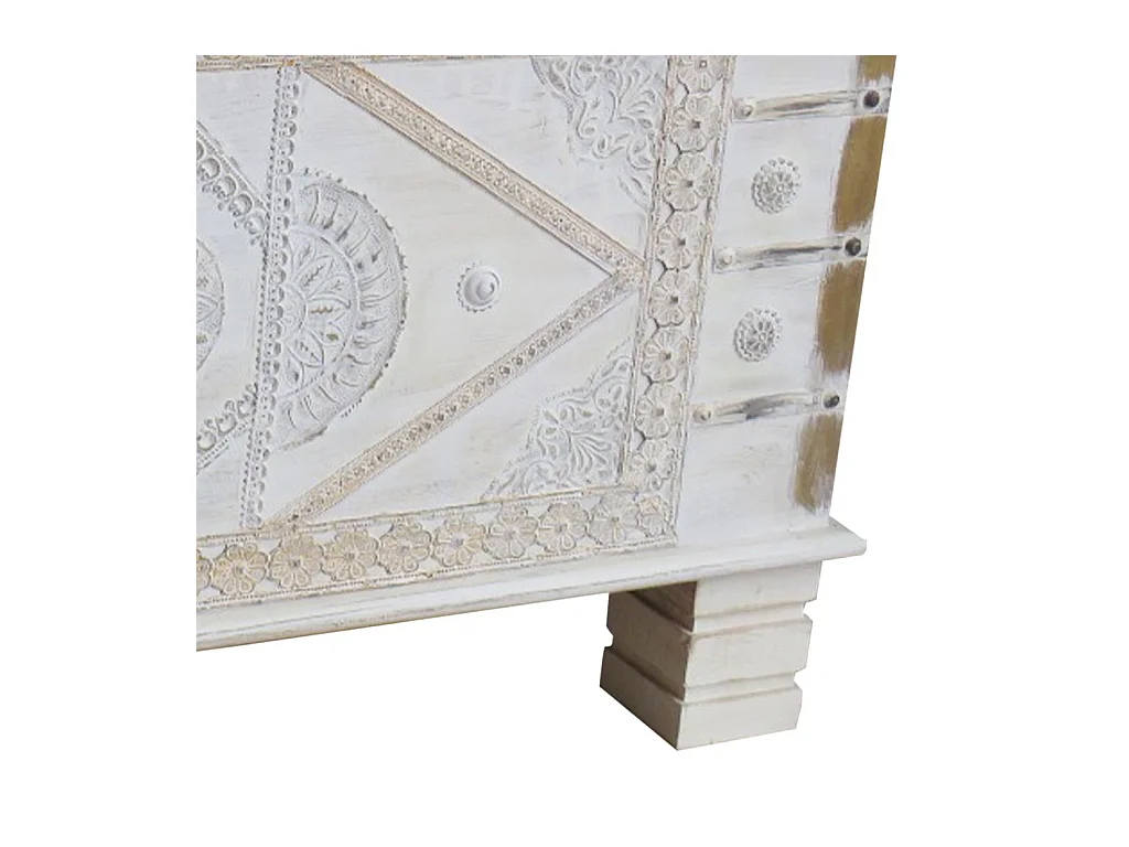 Coffre en bois bleu 90x40x45h cm