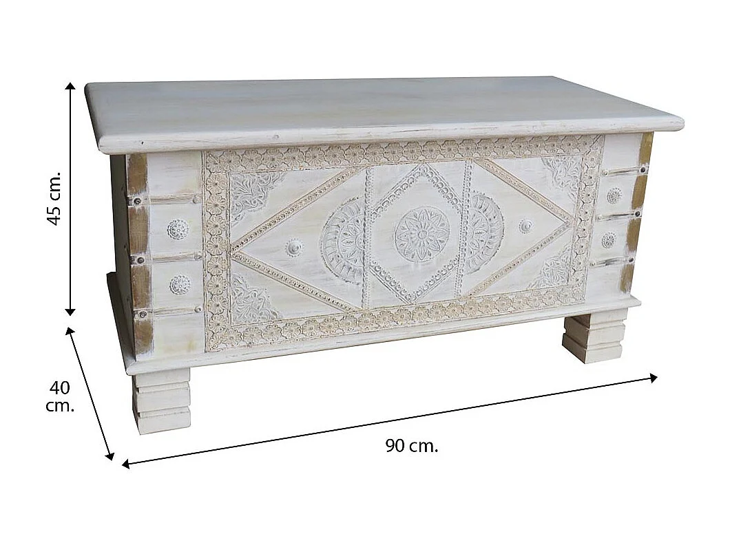 Baú de madeira azul 90x40x45h cm