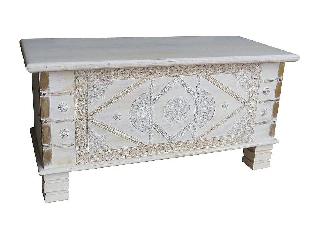 Blaue Holztruhe 90x40x45h cm