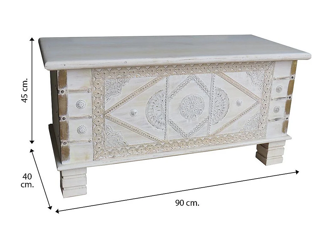 Blaue Holztruhe 90x40x45h cm