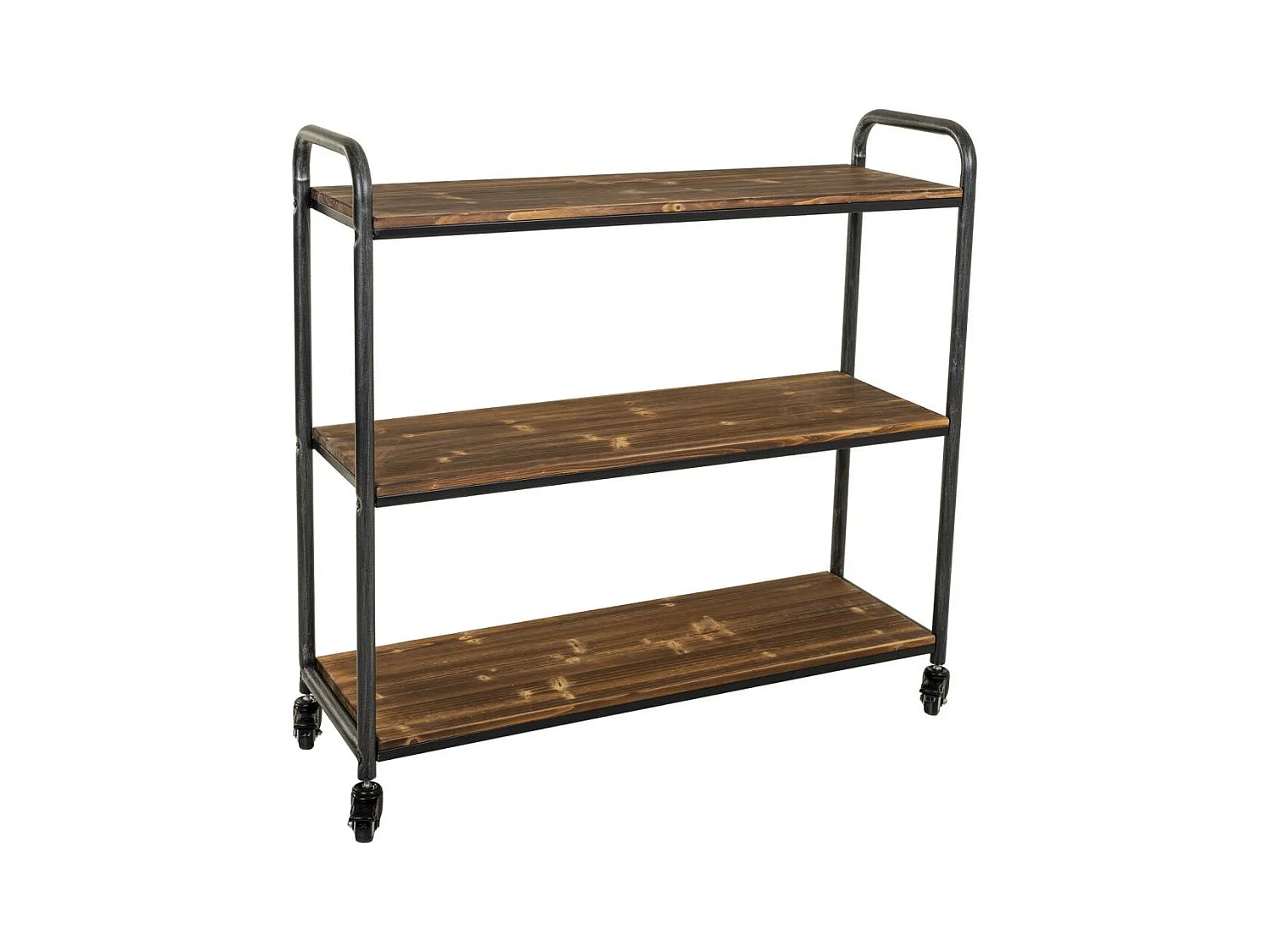 Scaffale in legno marrone e metallo con ruote 98x34x94,5h